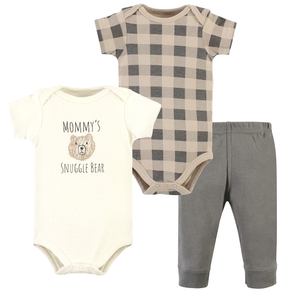 slide 1 of 1, Hudson Baby Cotton Bodysuit and Pant Set, Snuggle Bear Short Sleeve 18-24 Months - Snuggle Bear Short Sleeve