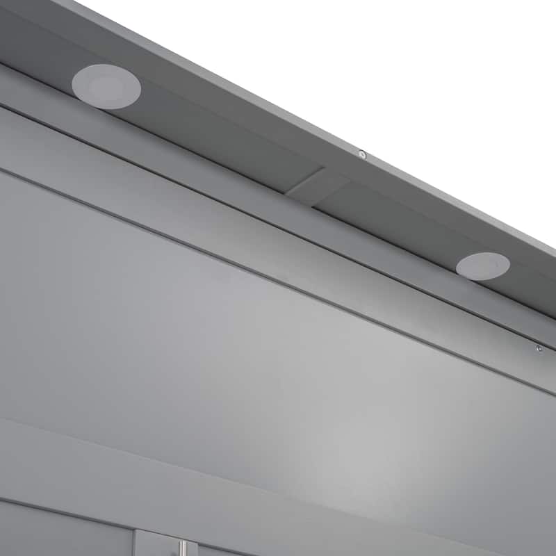Full Size Murphy Bed Wall Bed with Shelves, Drawers and LED Lights,Gray