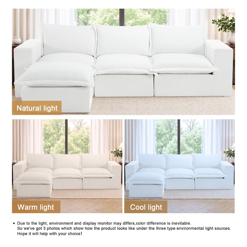 Chenille No Assembly Modular Sectional Sofa Cloud Couch with Ottoman