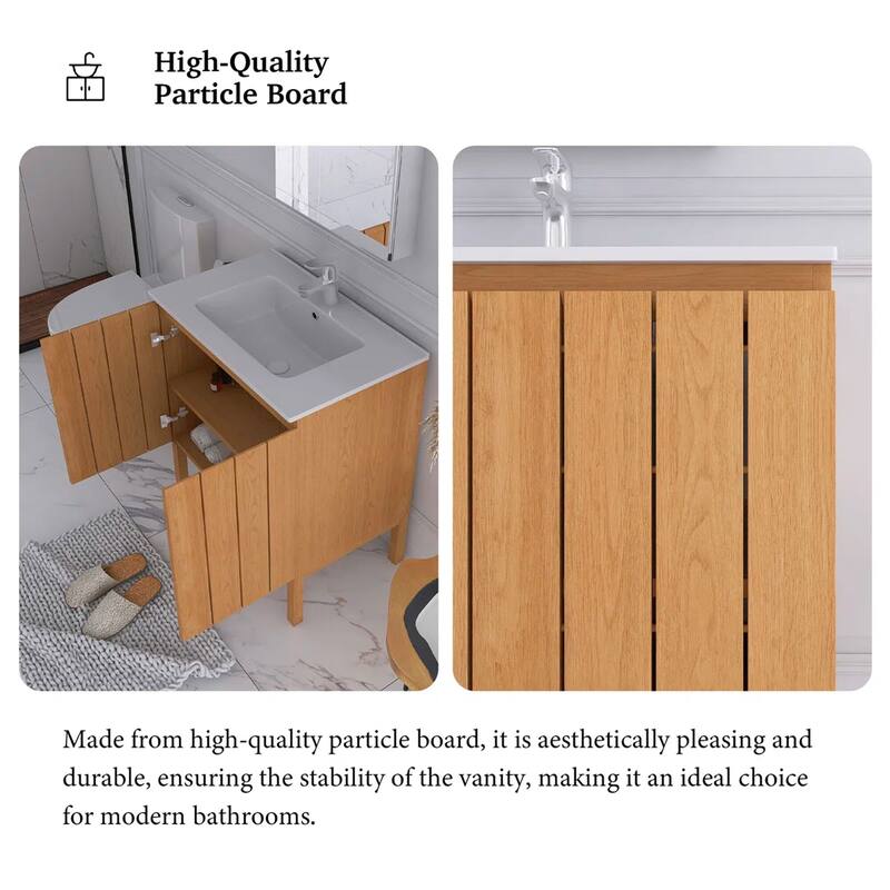 30" Freestanding Bathroom Vanity with White Ceramic Sink - 29.92'' x 18.31'' x 33.46''