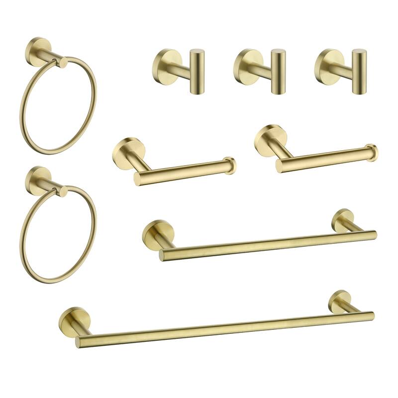 9-PCS Stainless Steel Bathroom Accessories Set Wall Mounted,Round Shape
