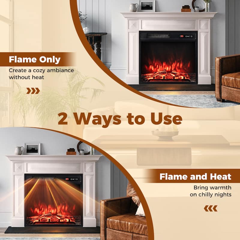 Gymax 18'' Electric Fireplace Insert w/ Remote Control 9H Timer