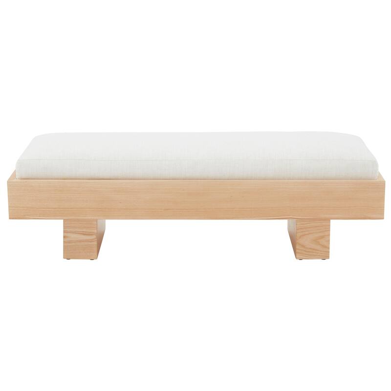 SAFAVIEH Couture Ferah White Wood Bench - 52" W x 20" D x 17" H - 52Wx20Dx17H