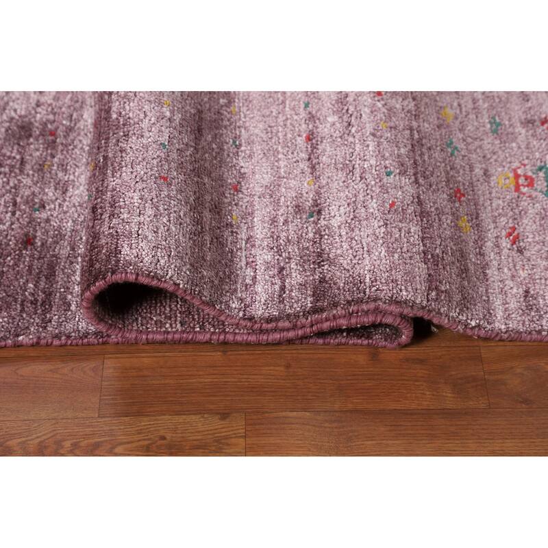 Purple Light Gabbeh Indian Square Area Rug Silk Carpet - 10'0" X 9'8"