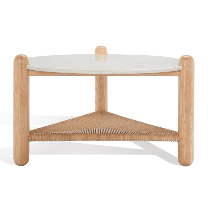 SAFAVIEH Couture Kaili Tropical Coastal Woven Shelf Coffee Table - 30 In. W x 30 In. D x 18 In. H - 30"W x 30"D x 18"H