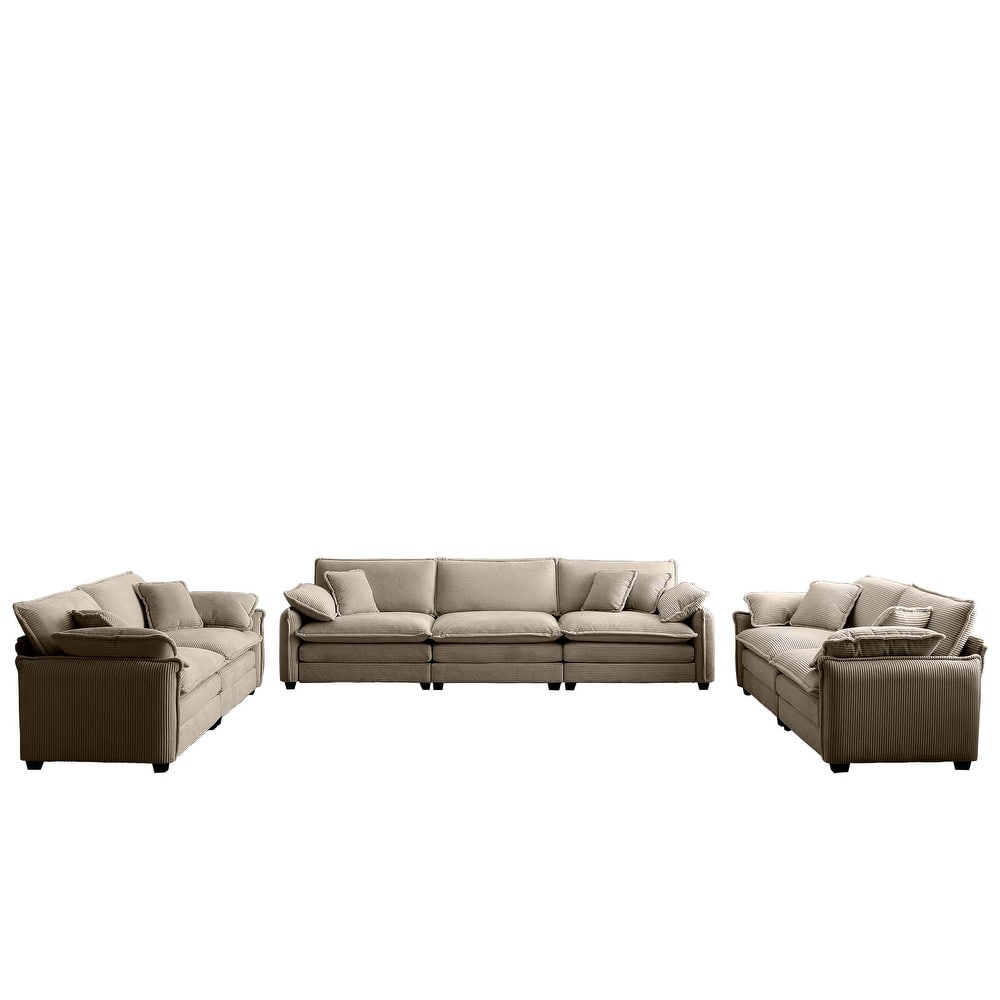 3+2+2 Seater Corduroy Flexible Combinations Sofa Set with Pillowss