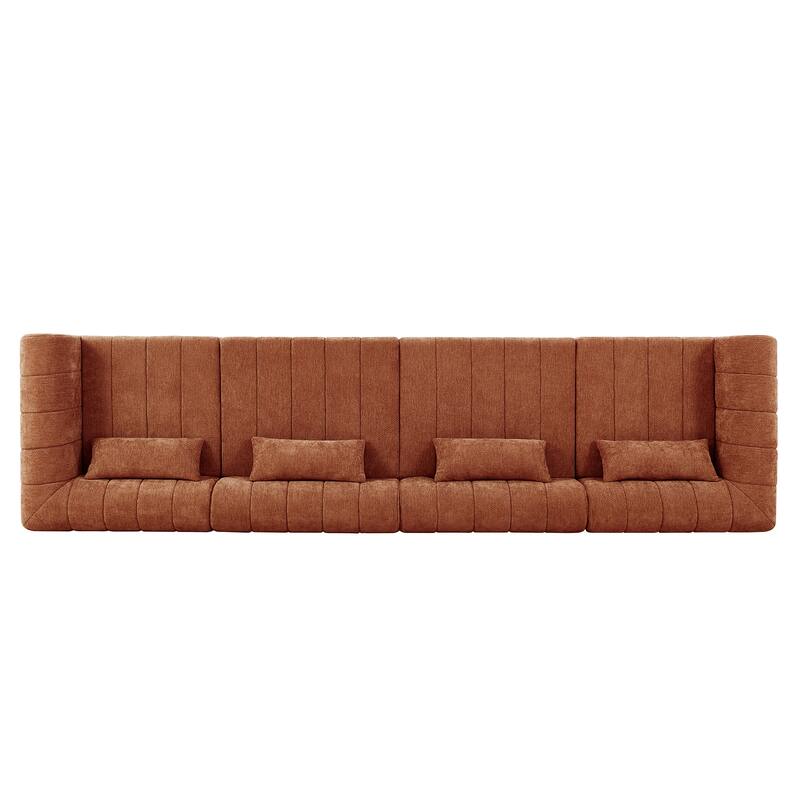 145.5" Modular Sofa Couch, Modern Sectional Sofa for Living Room, Polyester Upholstered Cloud Couch with Deep Seat