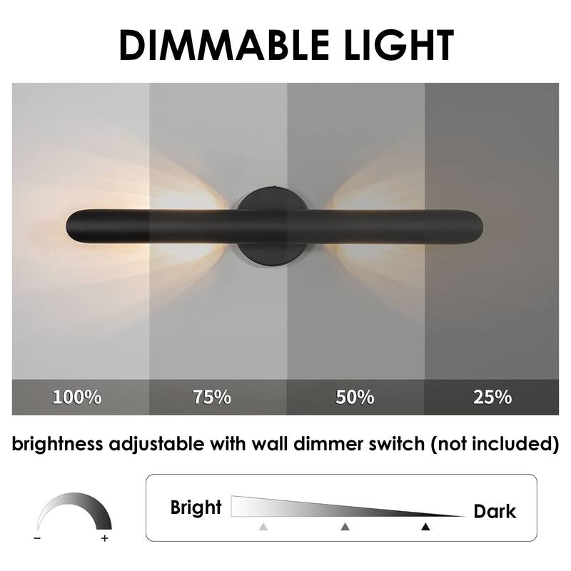 23.6-inch Minimalist Linear Dimmable Bathroom Vanity Light over Mirror Metal LED Wall Sconces Lighting