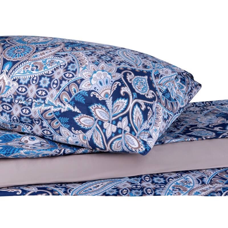 STP Goods Blue Gardens Cotton Sateen Bedding Set of 4