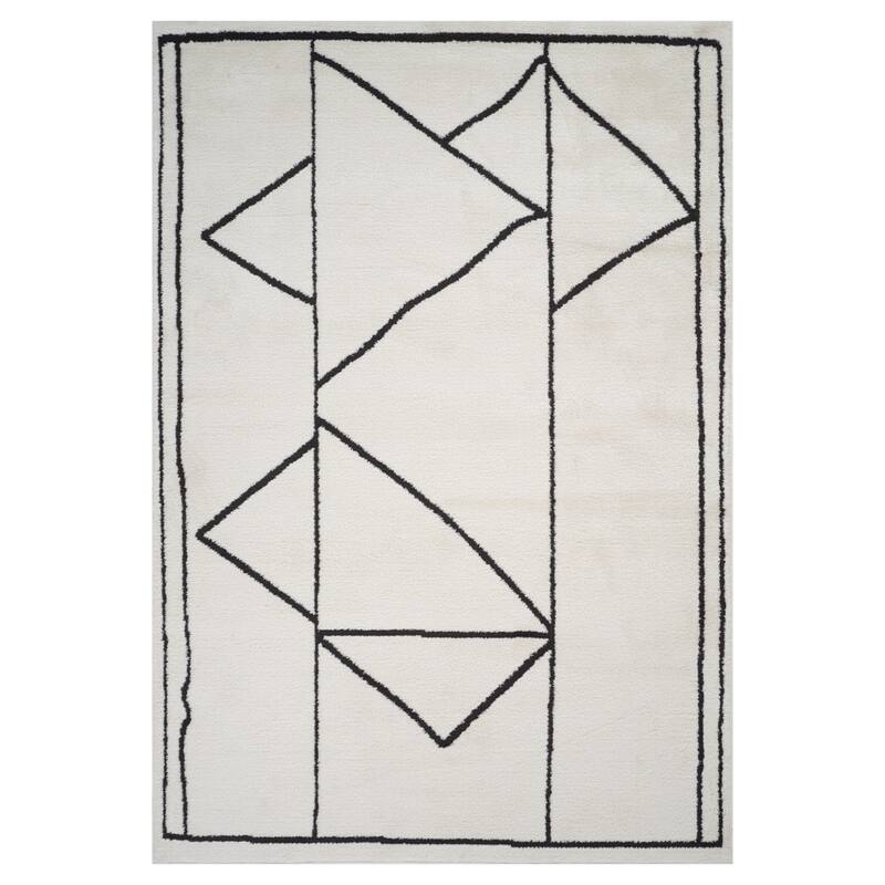 HomeRoots Geometric Transitional Rectangle Area Rug - 36.00 in. x 24.00 in. x 0.60 in.