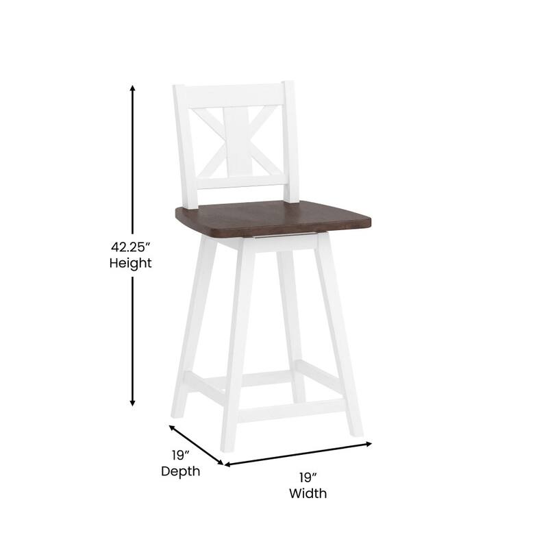 Modern Farmhouse Wooden Swivel Bar Stool