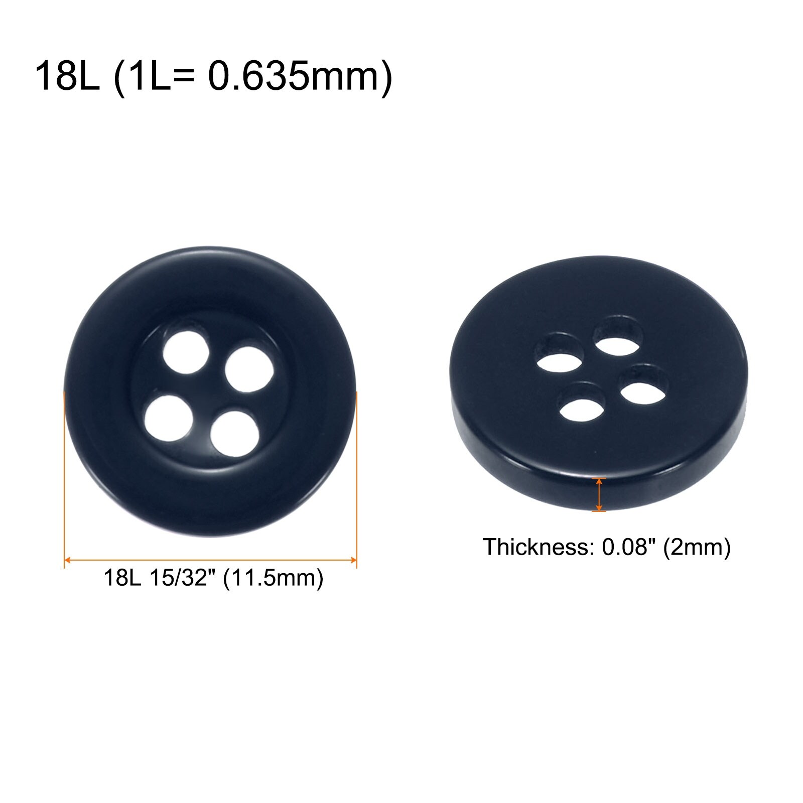Sewing Buttons Resin Round Flat 4-Hole Craft Replacement Buttons for Coats Sewing Clothing Suits