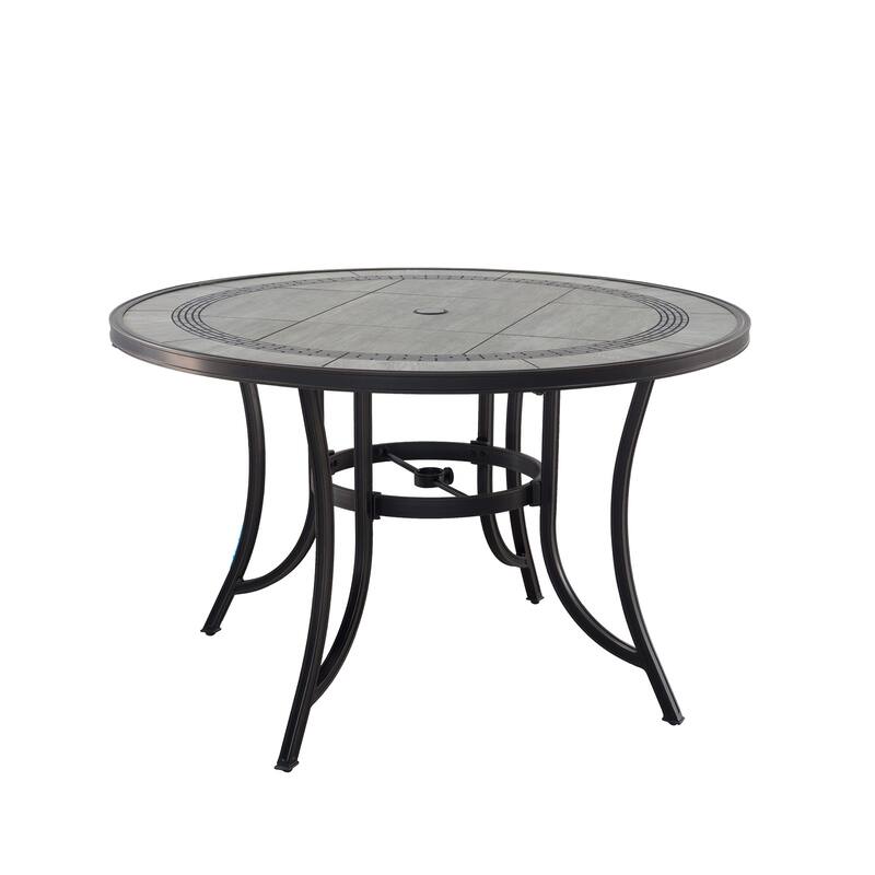 Cast Aluminum 5-Piece Outdoor Patio Dining Set with Ceramic Tile Top Table and Chairs