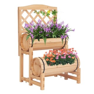 Canditree Garden Rattan Planter with Trellis 11.8x11.8x42.1 Free Standing Plant Raised Bed for Flowers Climbing Plants