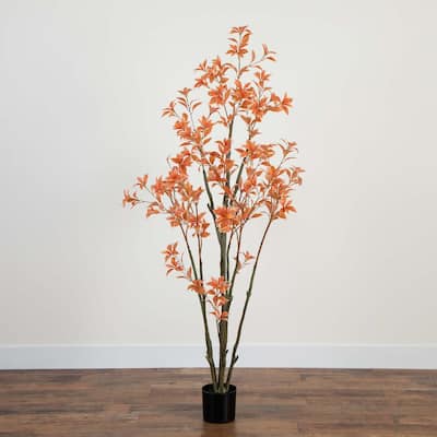 Potted Pieris Artificial Tree - 6' - Burnt Orange