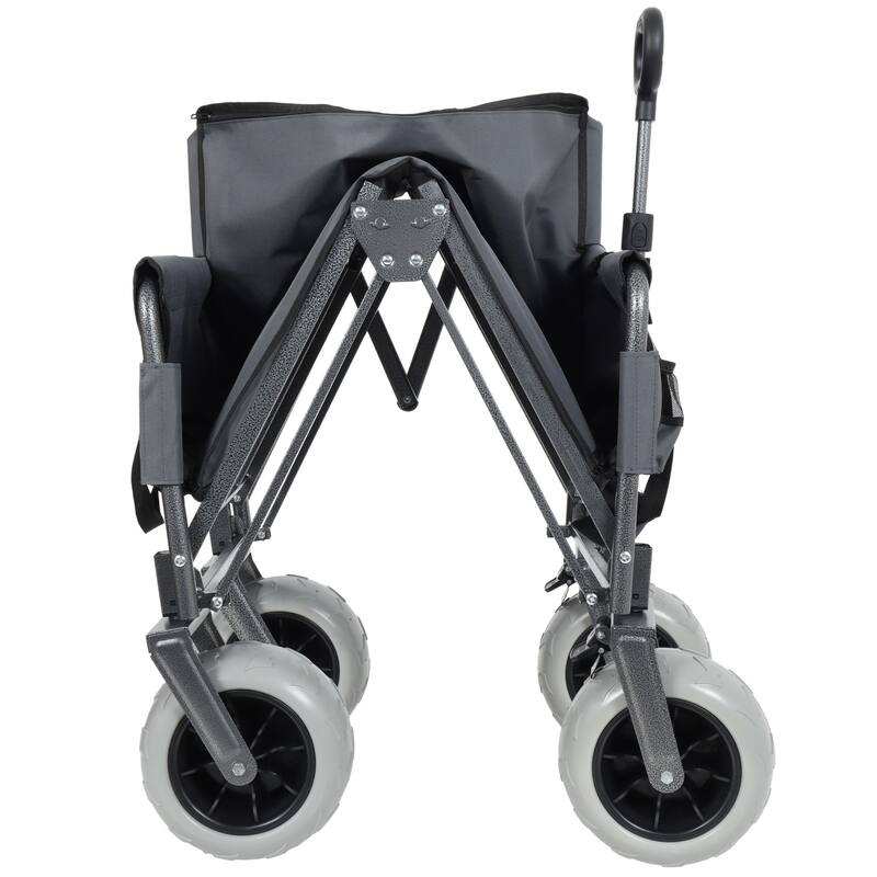 3-in-1 Folding Wagon Cart with Bench & 9″×4″ Beach Tires