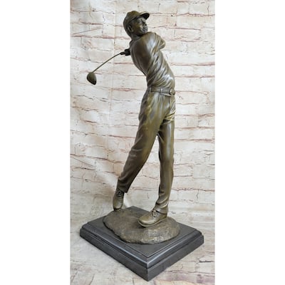 Tiger Woods Male Golfer Bronze Statue Sculpture Figure Pga Golf Trophy Decor Collectible