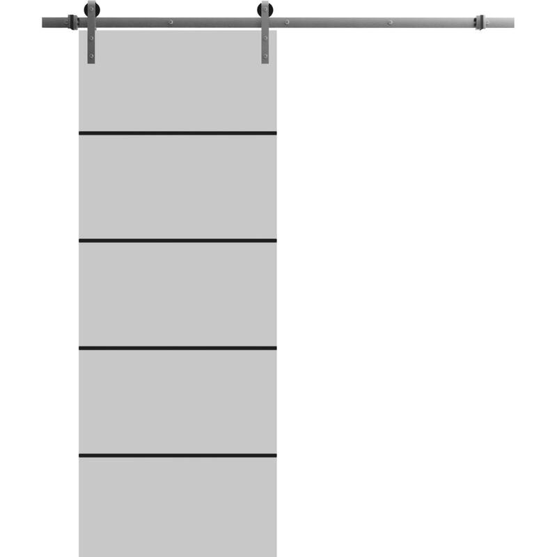 Sturdy Barn Door 36 x 80 Planum 0015 Grey Matte with 6.6FT - 42" x 80"