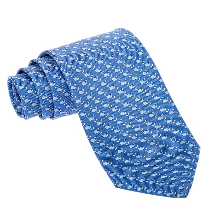 Ferragamo Whale Print Silk Tie - Sky Blue