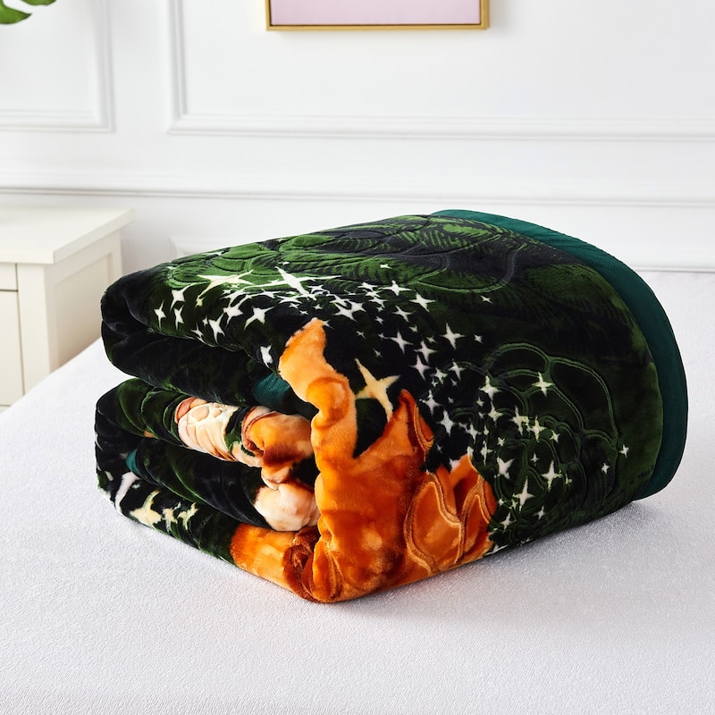 Ultra Soft Velvet Raschel Blanket Plush Bed Blanket 8-9 LBS