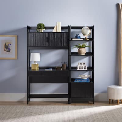 Middlebrook Hutch Desk with Narrow Bookcase