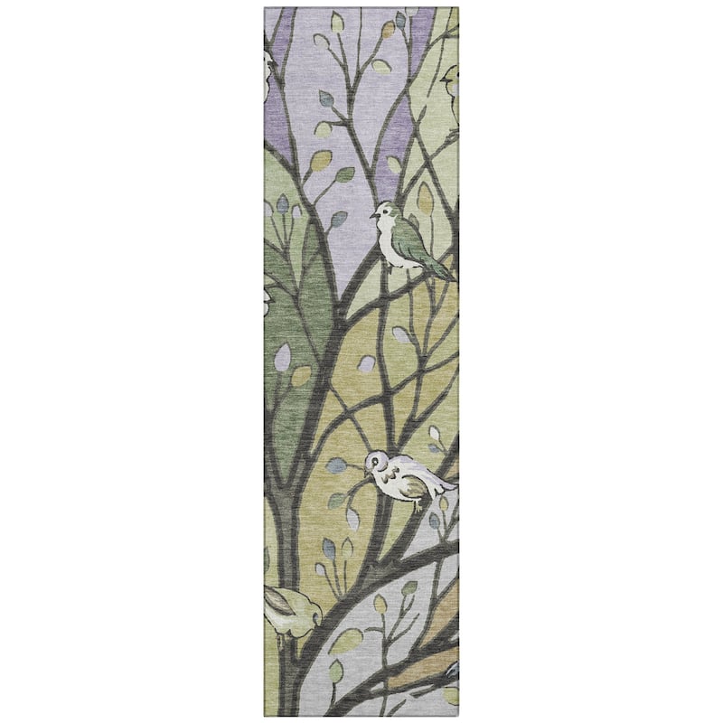 Machine Washable Indoor/ Outdoor Bird Mosaic Chantille Rug