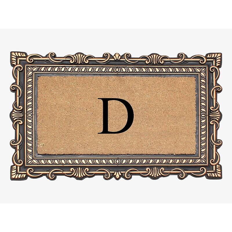 A1HC First Impression Carson Rubber and Coir 24" X 36", Heavy Duty, Easy to Clean Outdoor Monogrammed Doormat - Monogrammed D