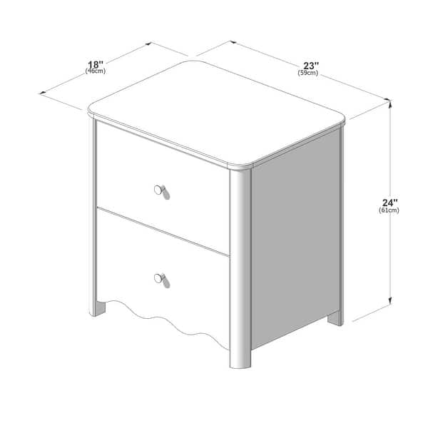 dimension image slide 1 of 2, Max and Lily Sutton 2 Drawer Nightstand