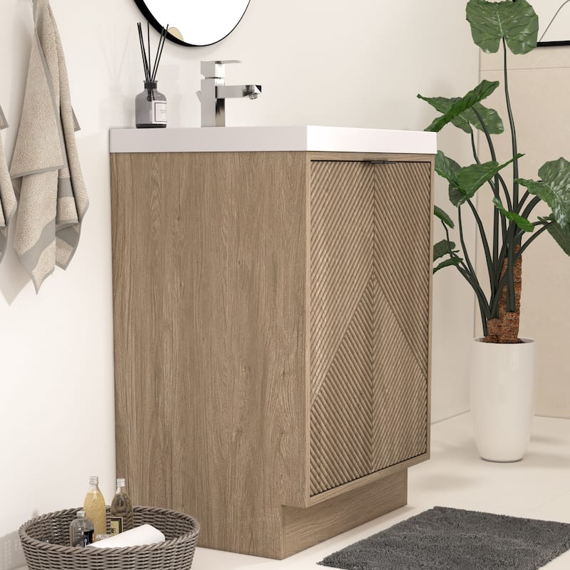 Milano 24" Freestanding Bathroom Vanity with White Acrylic Sink