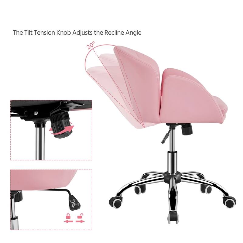 Yaheetech Modern Swivel Rolling Desk Chair Makeup Vanity Chair for Home Office