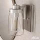 preview thumbnail 1 of 8, Hunter Devon Park 1-Light Wall Sconce, Rustic, Modern Farmhouse, Damp-Rated Brushed Nickel-Grey Wood