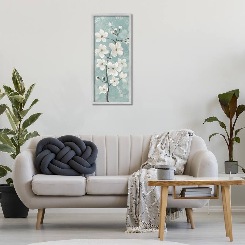 Stupell Apple Blossom on Green Framed Giclee Art Design By Janet Tava