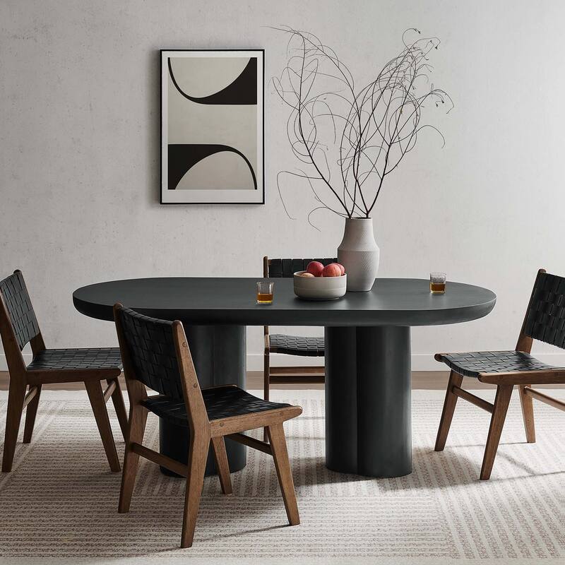 Caspian 72" Oval Concrete Dining Table - Black