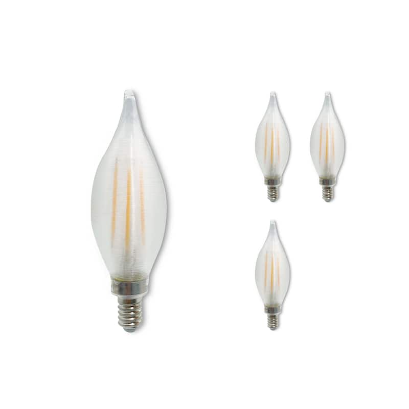 Bulbrite Spunlite Pack of (4) 4 Watt Dimmable C11 LED Filament Light Bulb with Satin Glass Finish and Candelabra (E12) Base