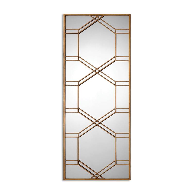 Uttermost Kennis 70" x 29" Oversized Art Deco Full Length Leaning - Heavily Antiqued Gold Leaf - Heavily Antiqued Gold Leaf