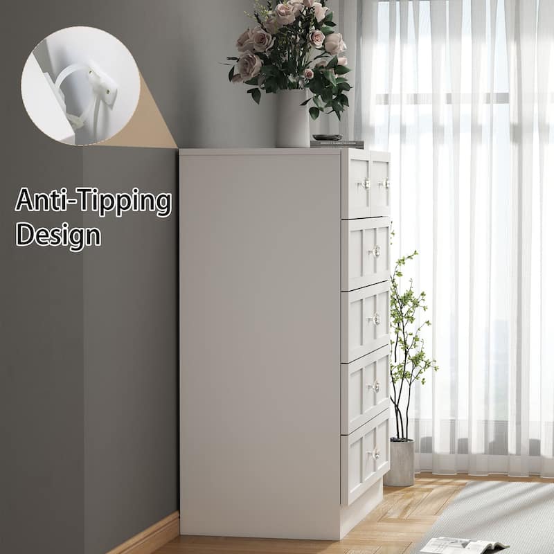 6 Drawer Wood Dresser with Fluted Panel Storage Organizer for Bedroom