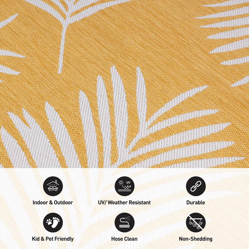 World Rug Gallery Contemporary Palm Leaves Textured Flat Weave Indoor/Outdoor Area Rug