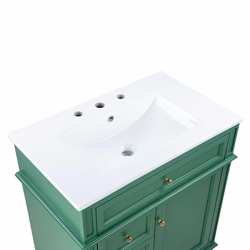 30" Bathroom Vanity with Sink, Tip-Out Drawer, Three Drawers, Door Shelf