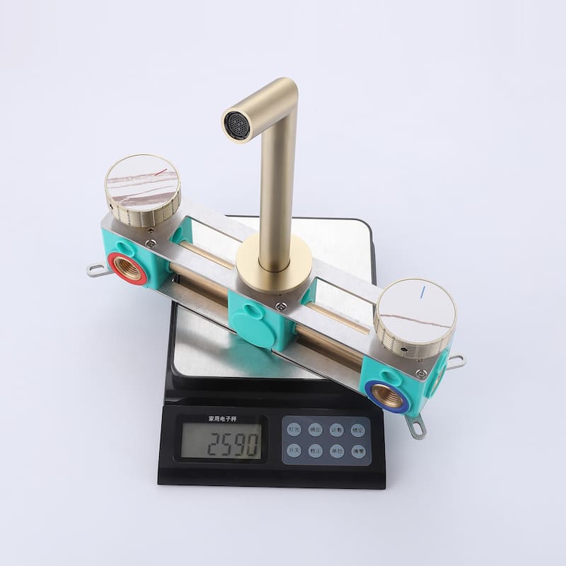 Solid Brass Wall Mounted Double Handle Widespread Bathroom Faucet
