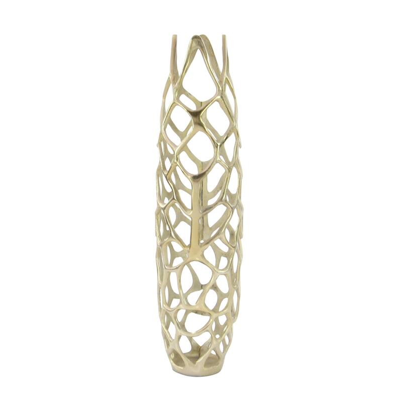Aluminum Metal Cutout Coral Decorative Vase - Gold or Silver - Roche River Decor