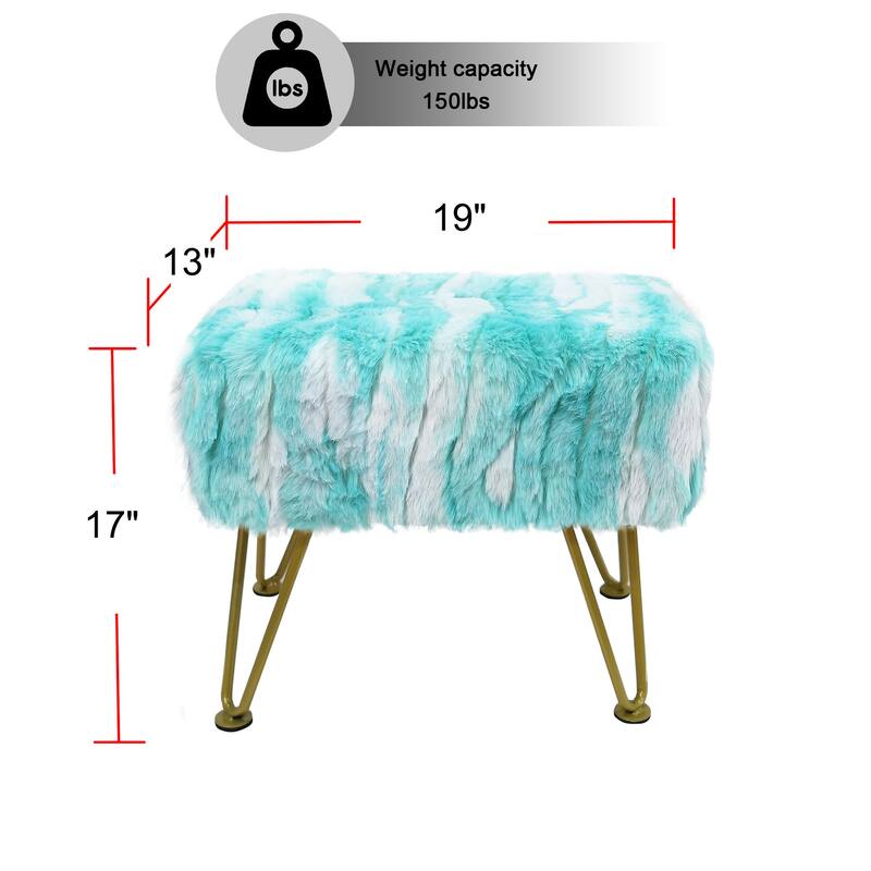 Home Soft Things Soft Fauxfur Ottoman Fuzzy Entryway Bench Seat