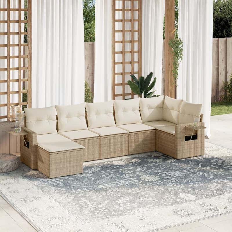 vidaXL Garden Sofa Set - Beige and cream With table