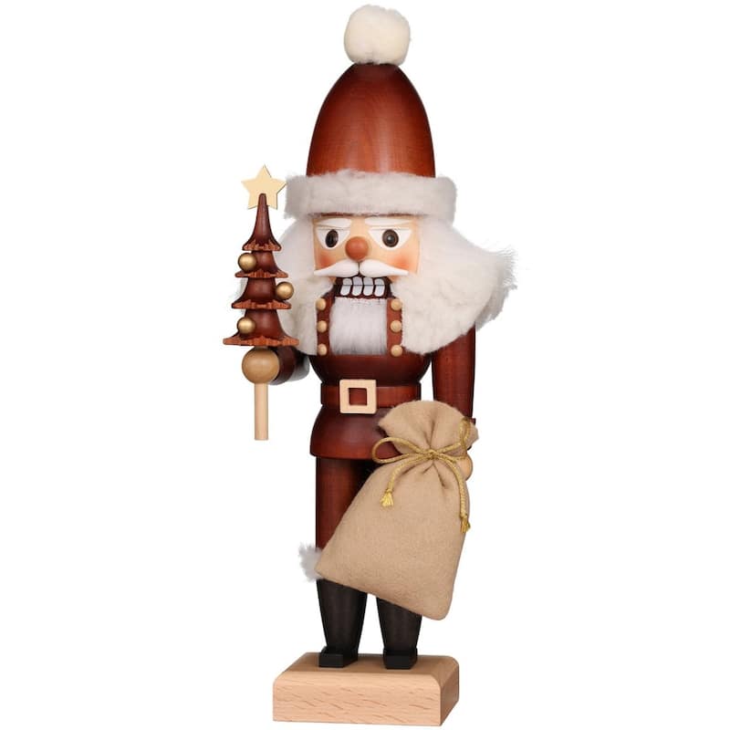 11.5" Free Standing Christian Ulbricht Handcrafted Natural Wooden Santa Nutcracker
