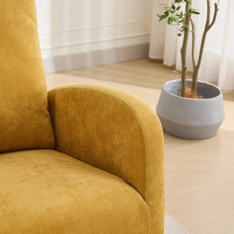 GDFStudio - Evelyn Sherpa Upholstered Rocking Chair with Curved Wingback Design - 27.2"W