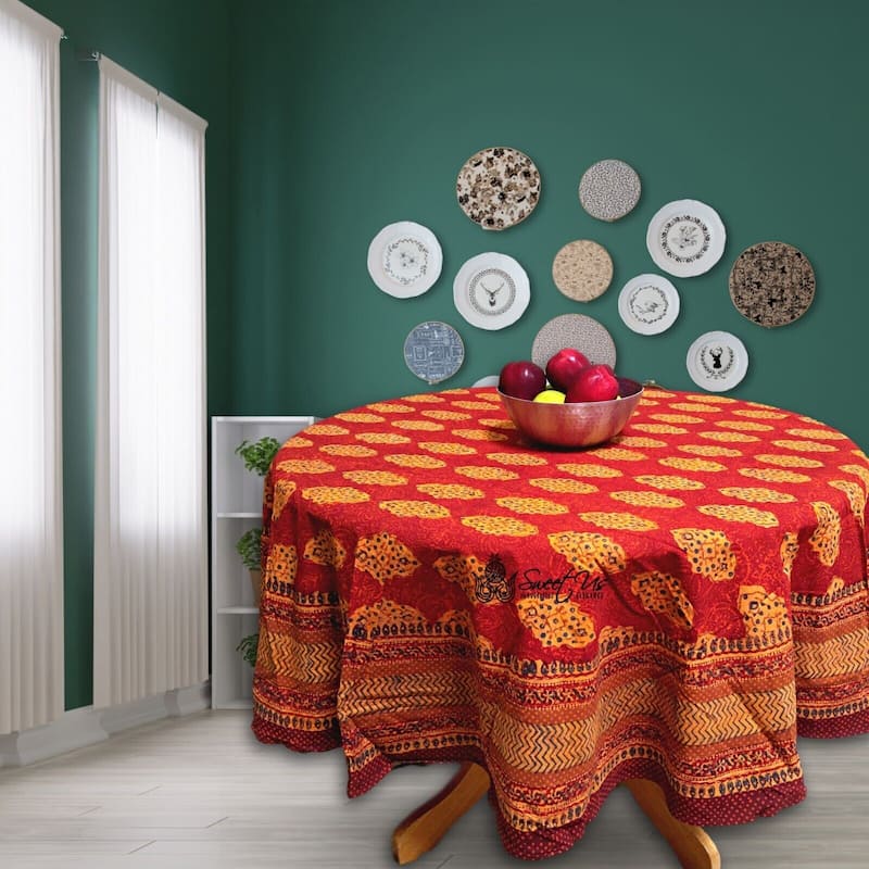 Chic Rustic Geometric Cotton Block Print Tablecloth Collection