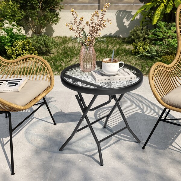 Outdoor Patio Folding Round Table Tempered Glass Top On Sale Bed Bath Beyond 40410705