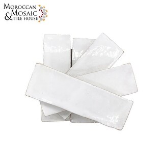 Moroccan Handmade 2x6 Solid Color Zellige Tile White - Bed Bath ...