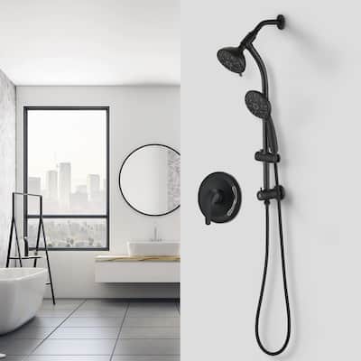 PROOX Drill-Free 5" Rain Shower Handheld Showerhead Combo Stainless Steel Slide Bar(Valve Included) - 5