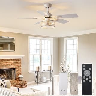42-52Inch Caged Ceiling Fans with Lights: Dual Finish 5 Blades - Rustic with Remote Control (E26 Bulb Included)