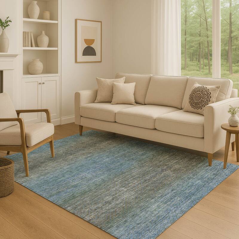 Premium Washable Super Soft Ombre Stripes Mayfield Rug - Blue - 10' x 14'